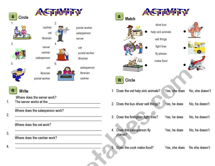 JOBS - present simple worksheet