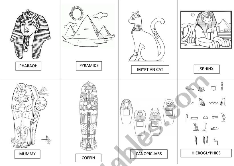Egypt Vocabulary for painting worksheet