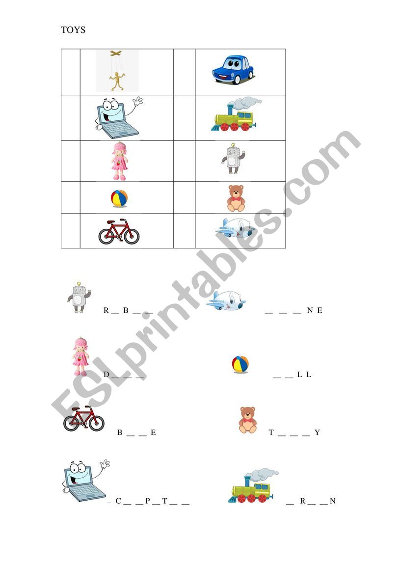 toys worksheet