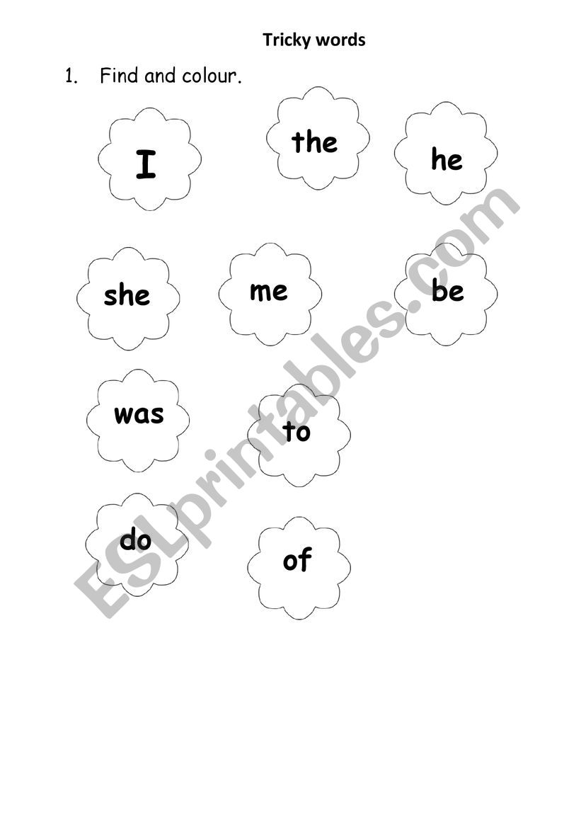 Tricky words worksheet