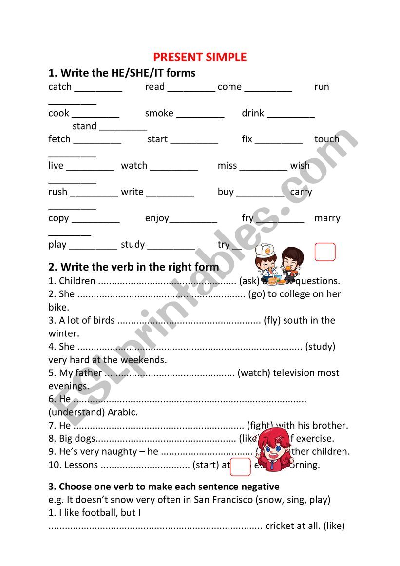 Present simple worksheet