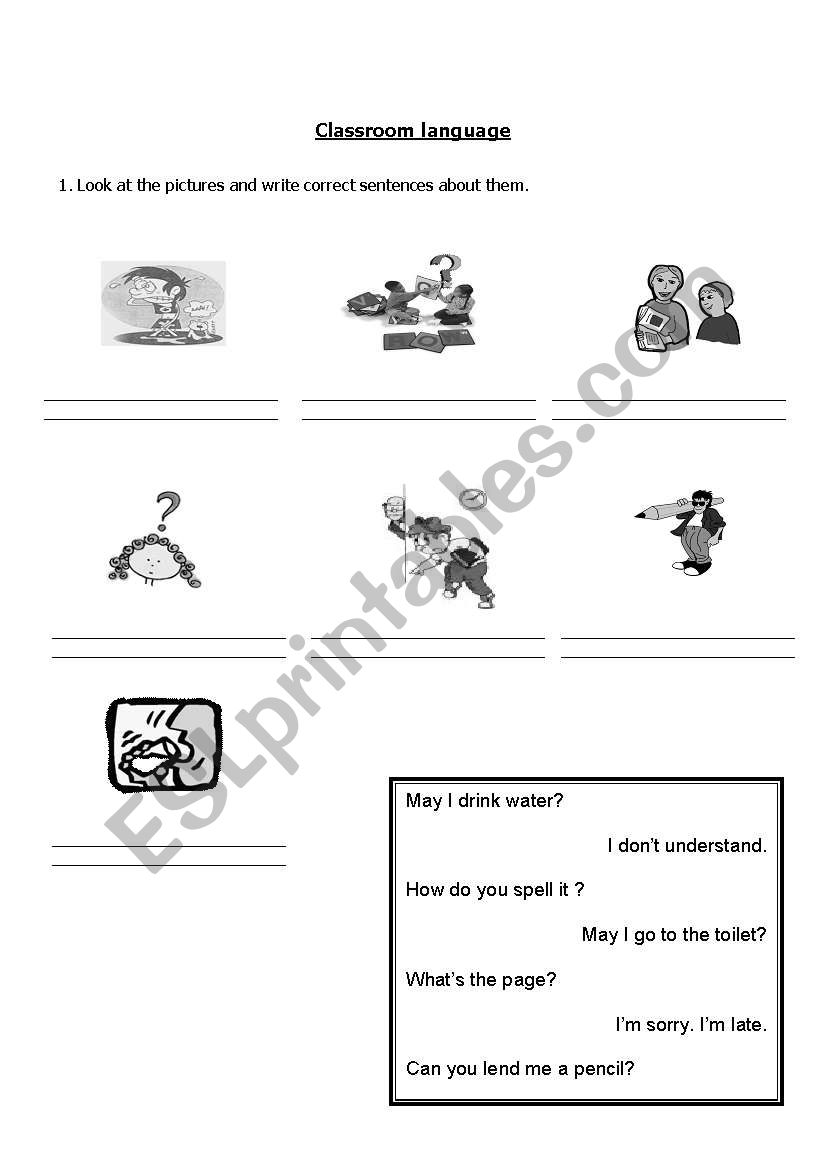 Classroom Language worksheet