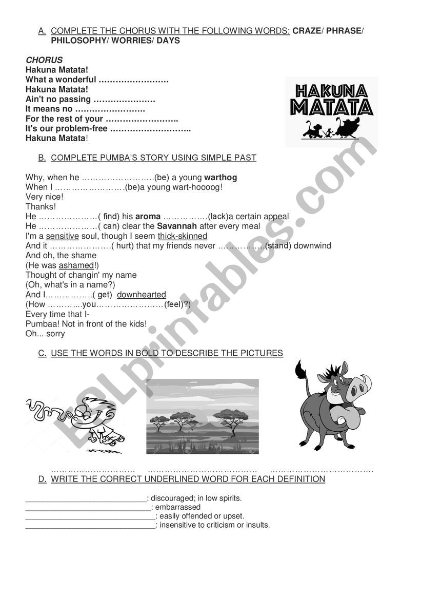Hakuna Matata worksheet