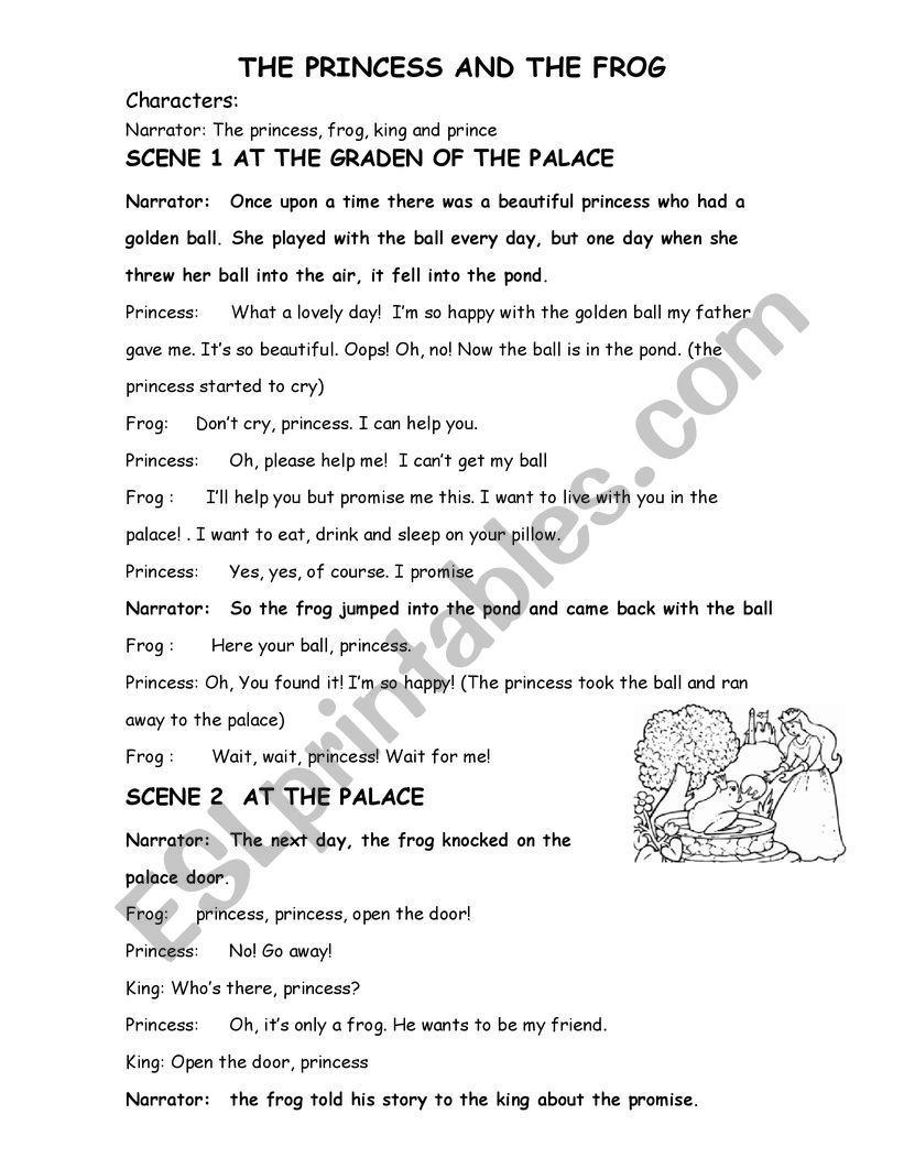 THE PRINCESS AND THE FROG worksheet