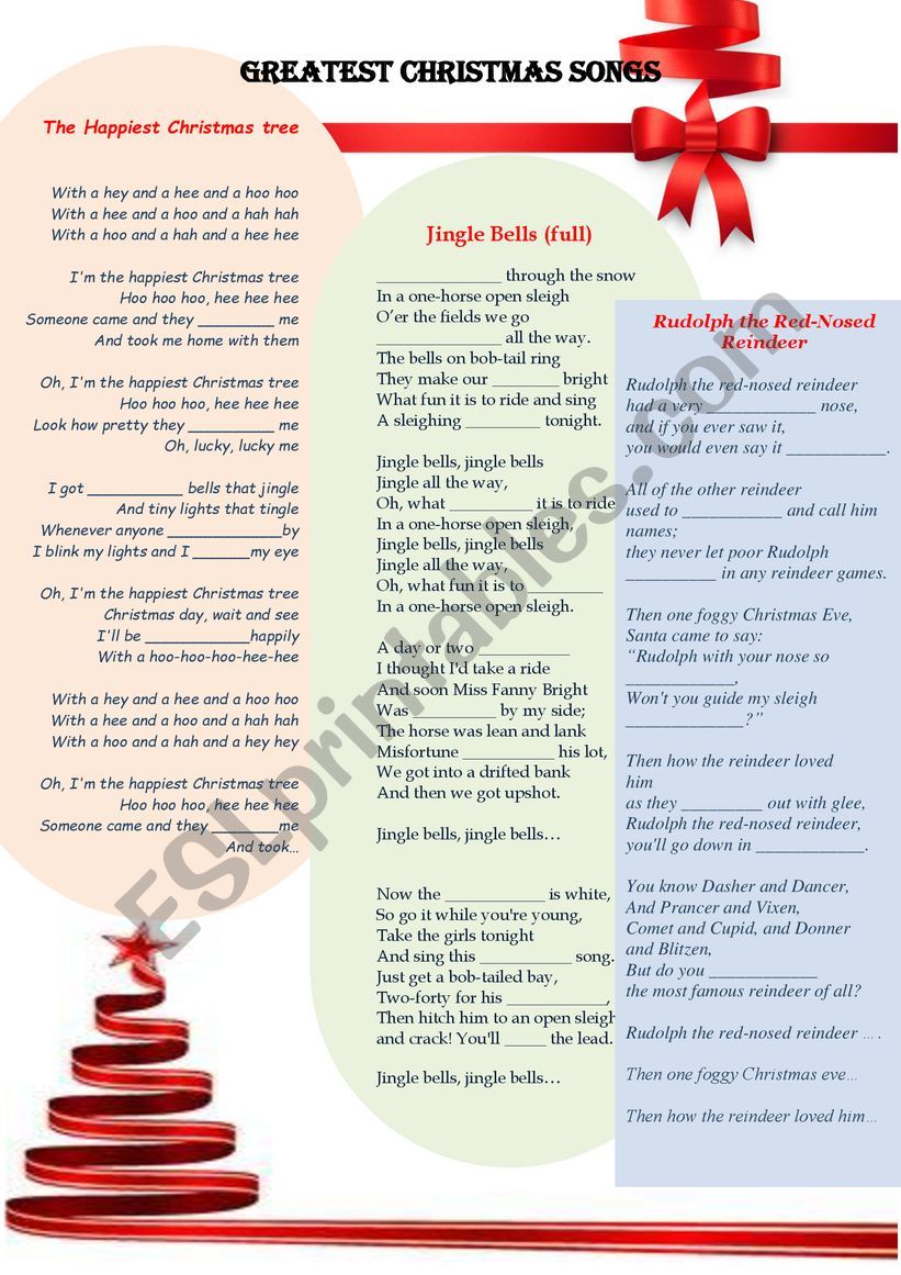 Greatest Christmas Songs Esl Worksheet By Galdima