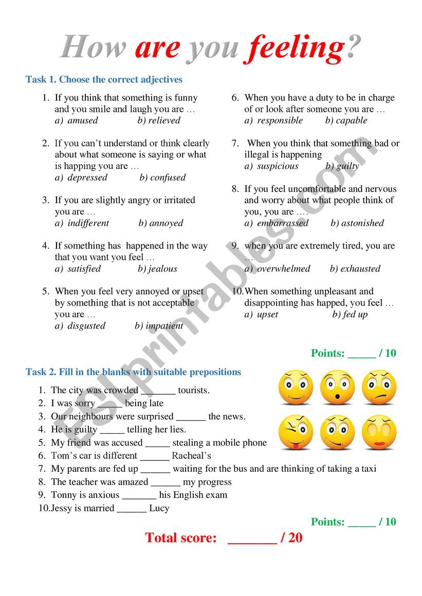 feelings  worksheet