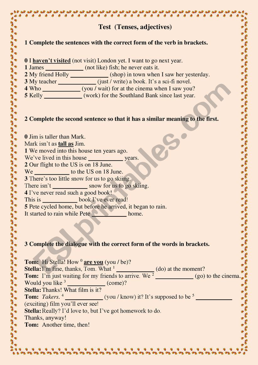 Grammar Test  worksheet