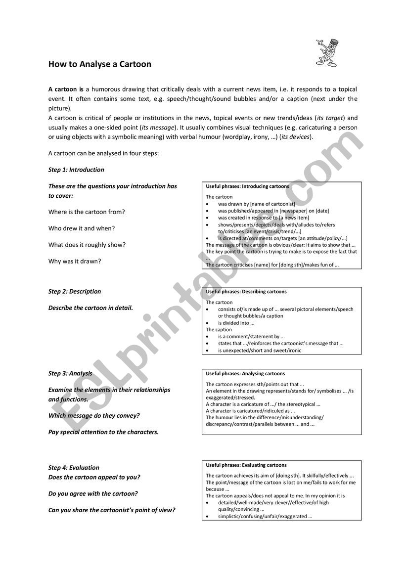 How to analyse a cartoon worksheet