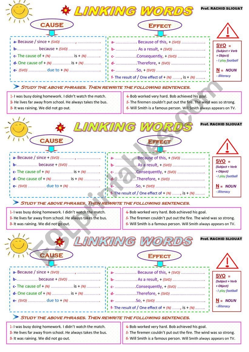 Cause and Effect worksheet