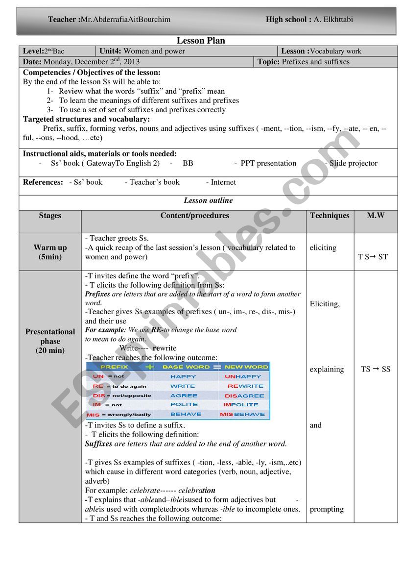 Prefixes and suffixes worksheet