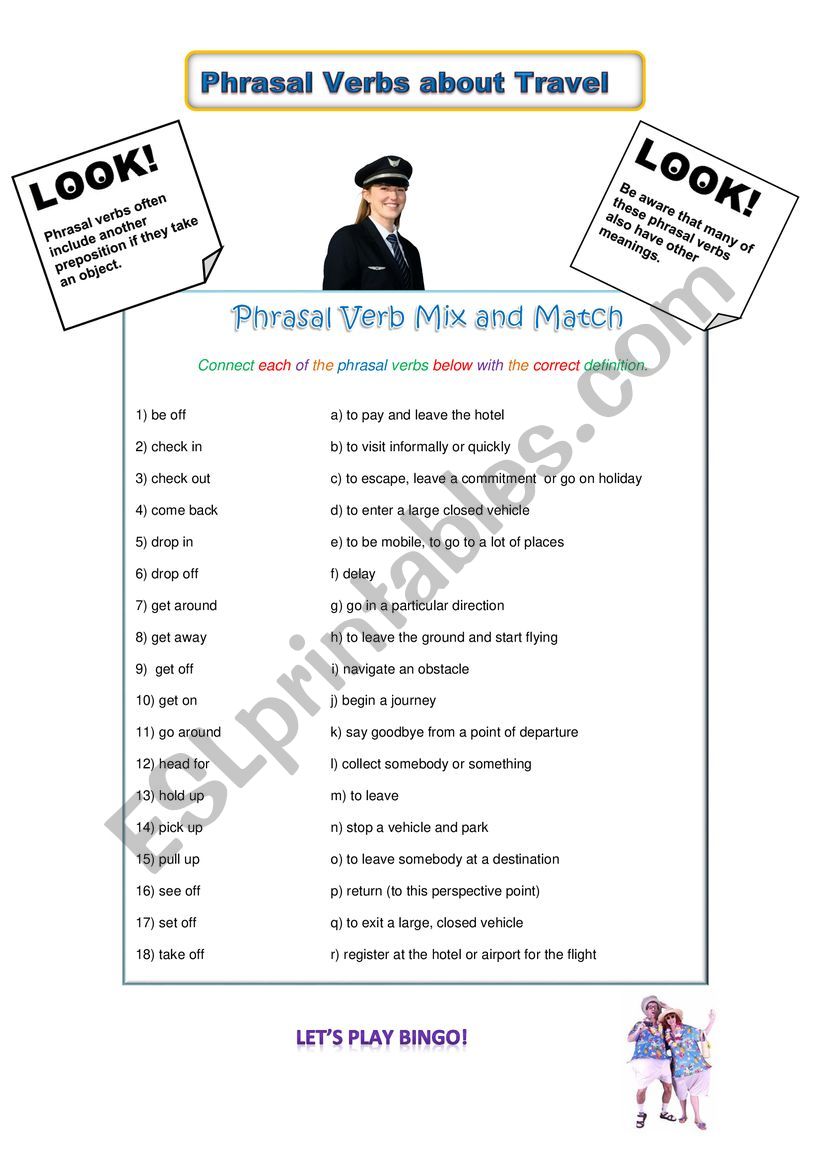 Phrasal Verbs About Travel worksheet