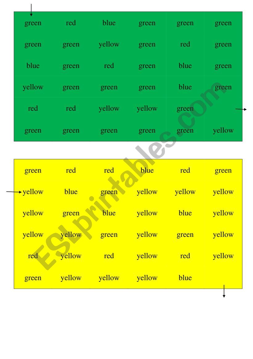 Colours word pass worksheet