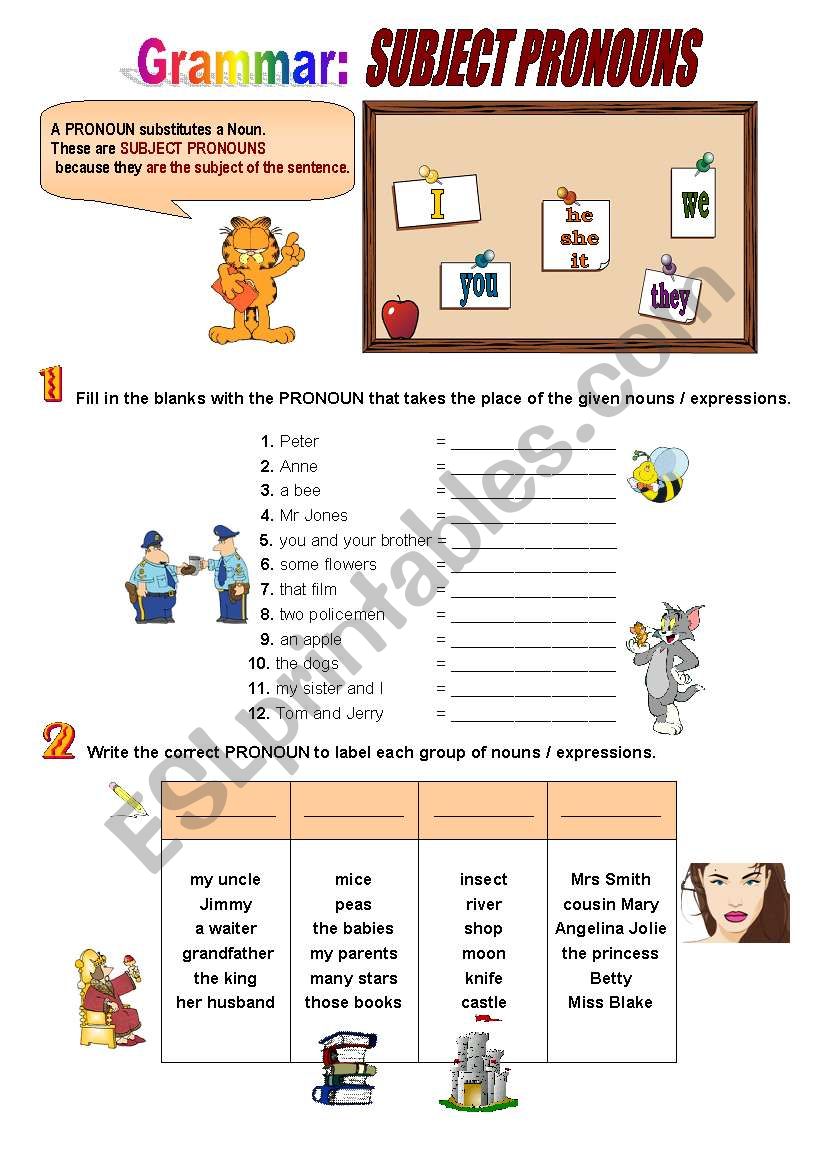 Subject Pronouns worksheet