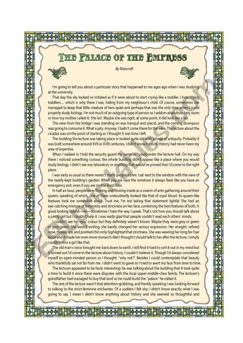 The Palace of the Empress worksheet