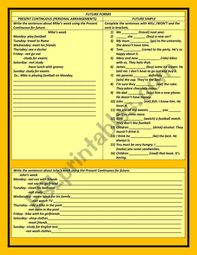 Future forms practice worksheet