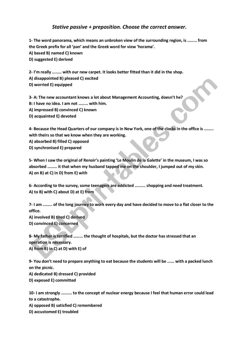  Stative Passive worksheet