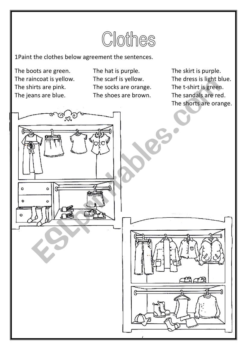 clothes worksheet