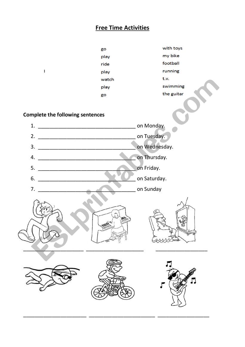 Days of the week  worksheet