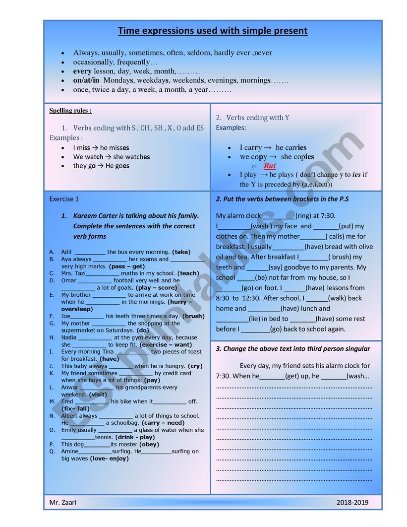 Present simple worksheet