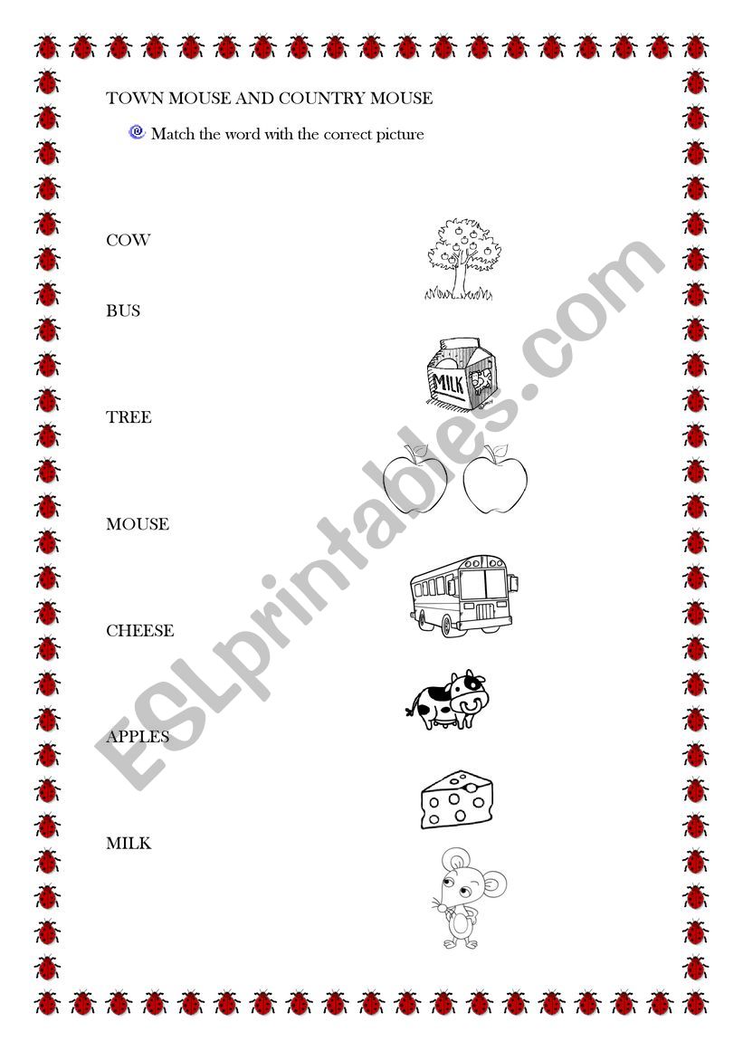 Town mouse and country mouse worksheet