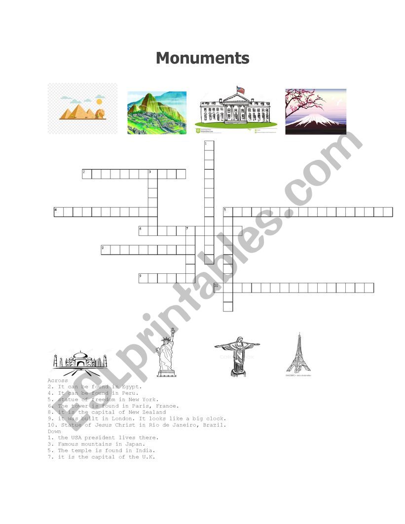 Monuments Around the World worksheet