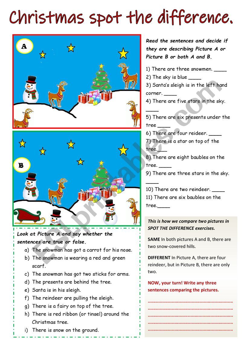 Spot the difference worksheet