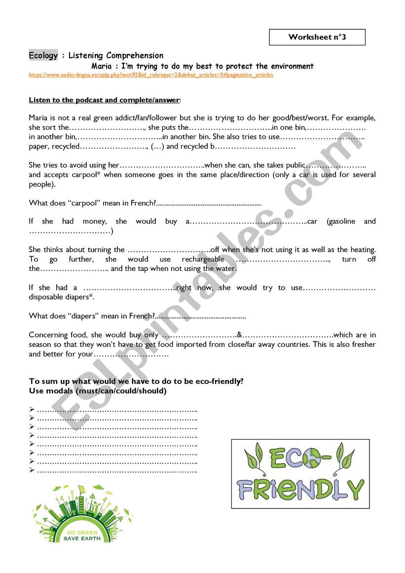 Protecting the environment worksheet