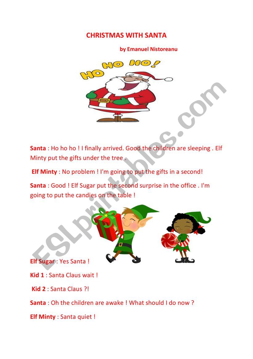 christmas short play worksheet