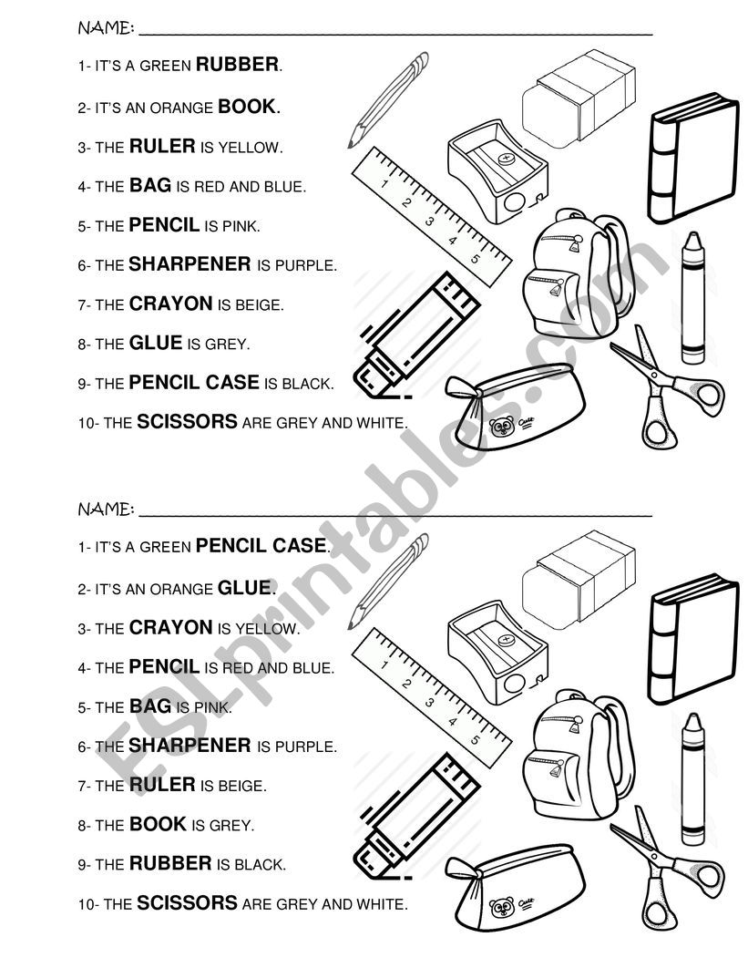 Read and colour worksheet