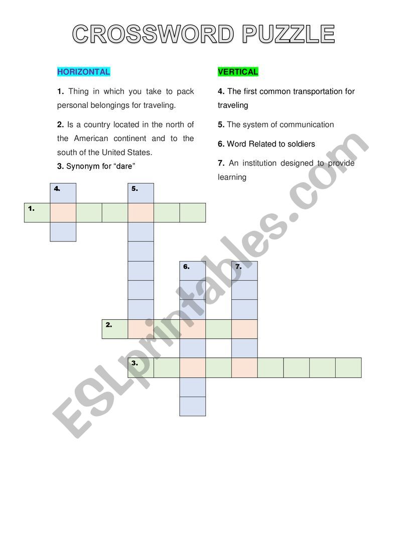 CROSSWORD PUZZLE worksheet