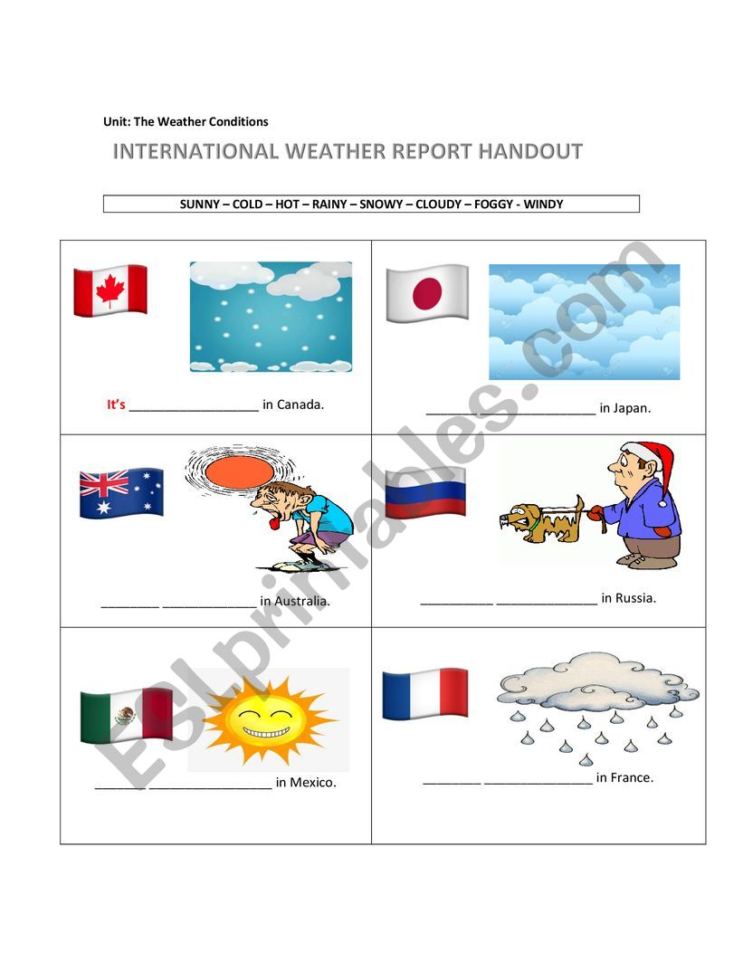 International Weather Report worksheet