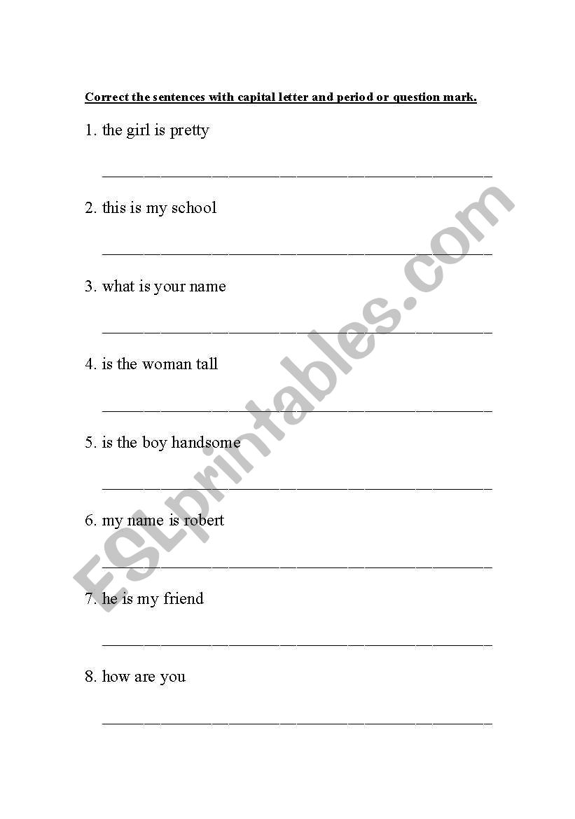 Punctuations worksheet