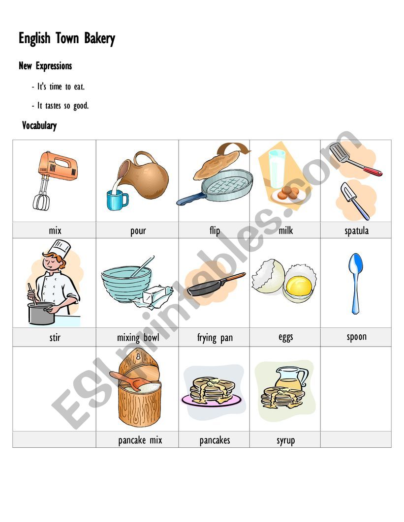 Bakery Pancakes Sheet worksheet