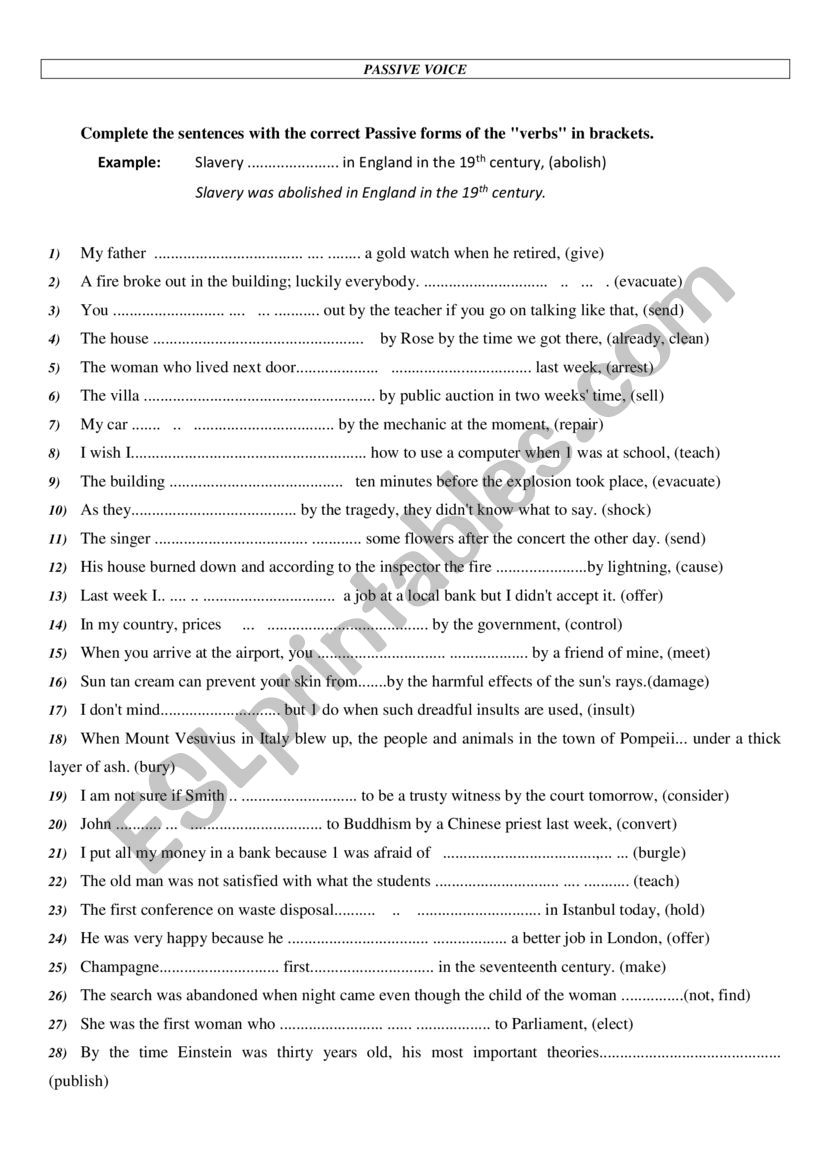 passive voice worksheet