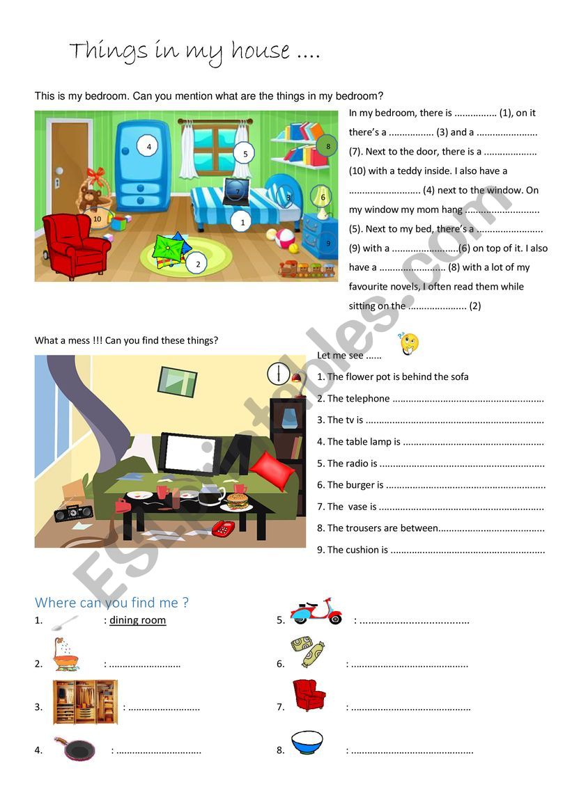 Things at home worksheet