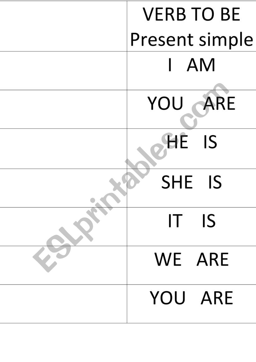 verb to be foldable worksheet