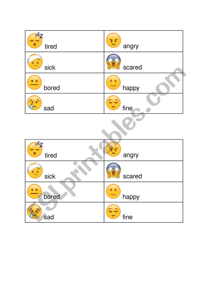 Speaking activity (practicing different feelings)