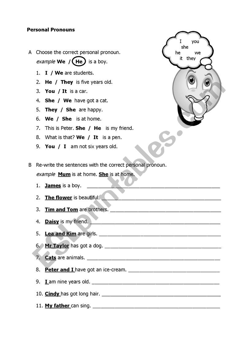 Personal Pronouns worksheet