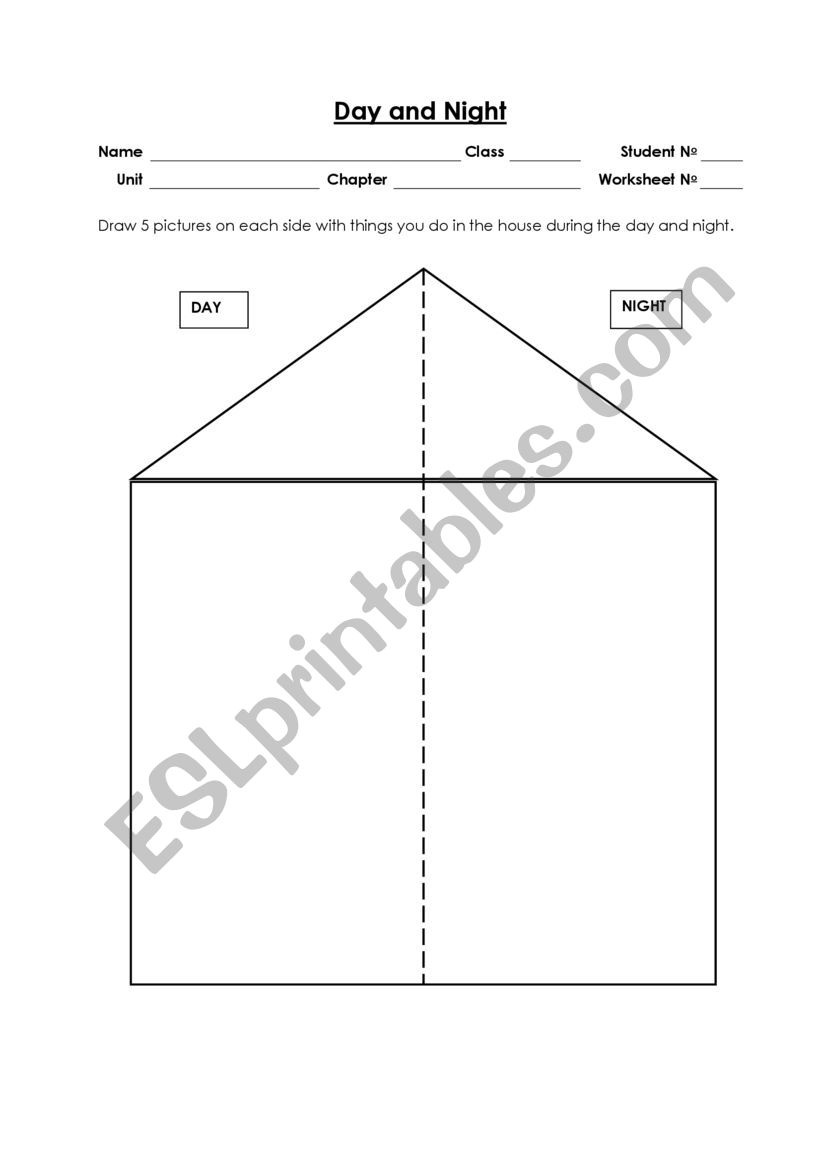 Day and Night - At My House worksheet