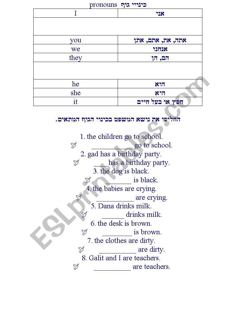 pronouns worksheet