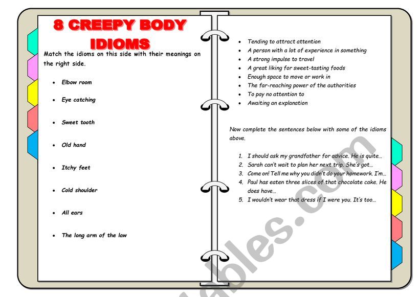 8 Creepy Body Idioms worksheet