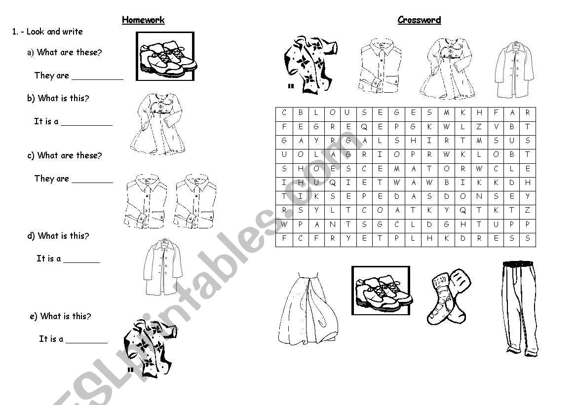 clothes worksheet