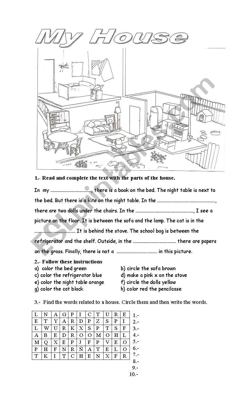 My house worksheet