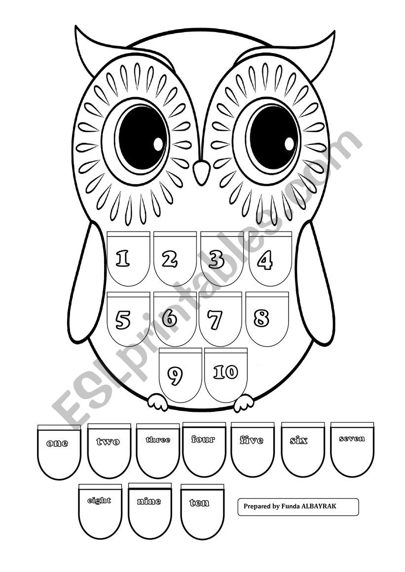 Numbers owl worksheet