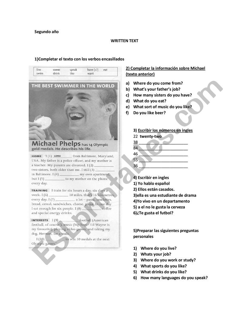 UNIT 5 NEWHEADWAY BEGINNERS worksheet