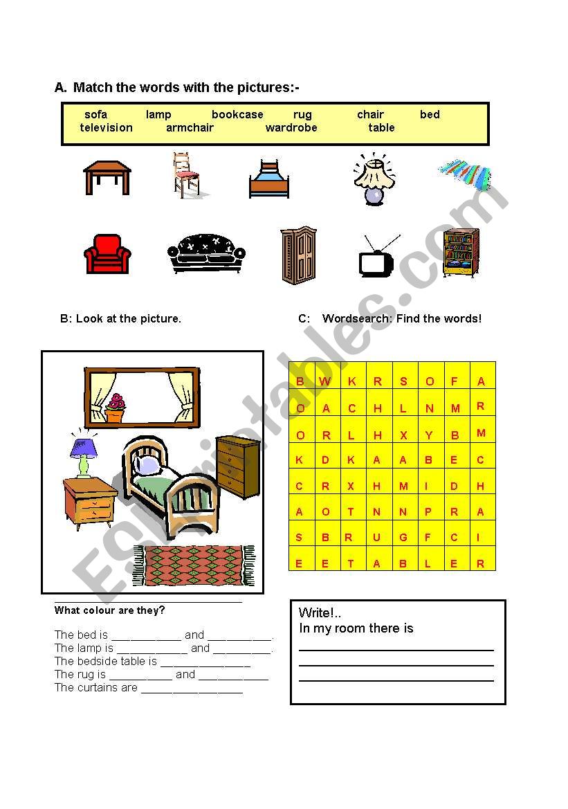 furniture worksheet