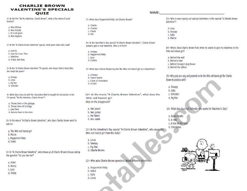 Charlie Brown Valentines Quiz