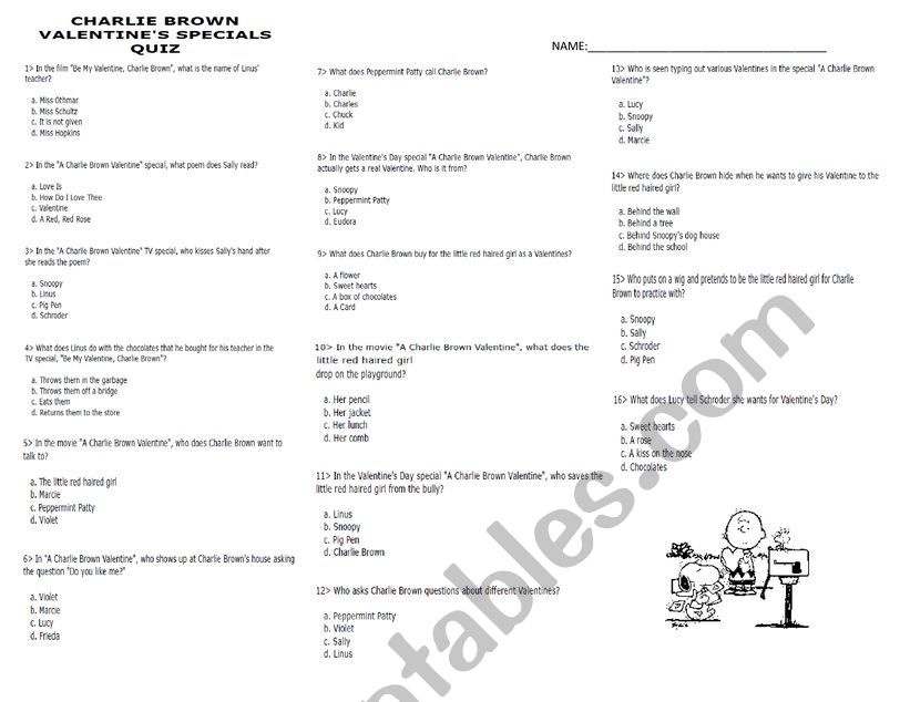 Charlie Brown ValentineÂ´s Quiz