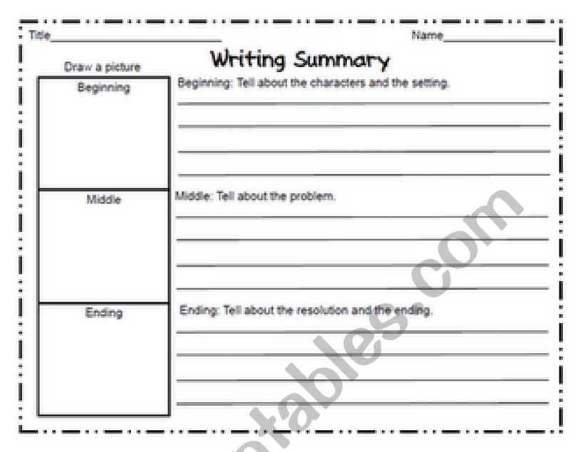 Independent Reading Summary Organizer