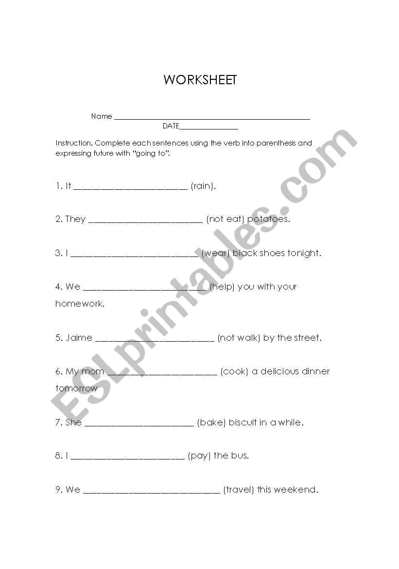 Worsheet worksheet